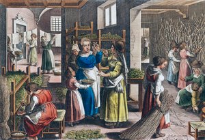 Silk Production in Europe in the 16th Century by Jan van der (1523 1605) (after) Straet