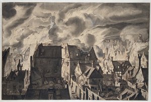 Fire at the Elandsgracht by Jan van der Heyden