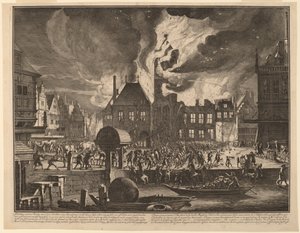 Burning of the Old Amsterdam Town Hall by Jan van der Heyden