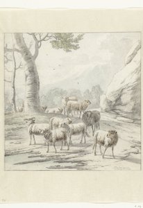 Landscape with a Flock of Sheep near a Tree by Jan van der Meer (II)