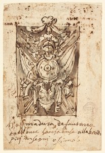 Page of a Sketchbook: Military Trophy by Jan van der Straet, called Stradanus
