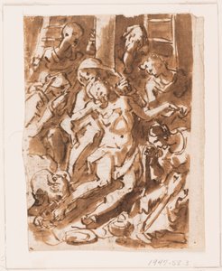 Page of a Sketchbook; Mary Holding Body of Christ at Foot of Cross by Jan van der Straet, called Stradanus