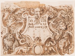 Preliminary Design for Title Page for the Print Series Venationes Ferarum Arium Piscium