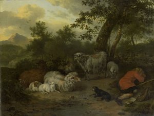 The Sleeping Shepherd by Jan van der the Younger Meer