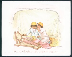 Victorian Christmas Card with Two Young Boys by Jane M. Dealy