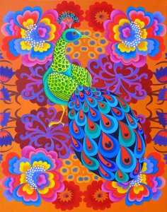 Peacock with flowers, 2015