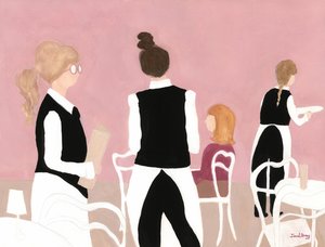 Waitresses from Cafe Sabarsky in Pink and Beige by Janel Bragg