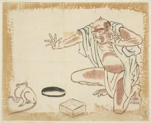 A Fable: Old Man and a Rat by Japanese School