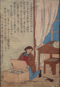 Audubon Opening His Box of Watercolours Destroyed by Norway Rats by Japanese School