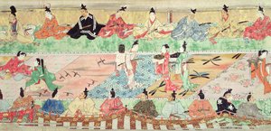 Banquet scene from a painted handscroll of the Tale of Muramatsu
