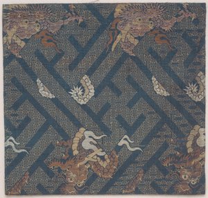 Buddhist Temple Furnishings Fabric, A Cover for a Sutra, Fragment