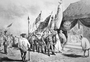 Commodore Perry in Japan in 1853 meeting Imperial Commissioners at Yokohama by Japanese School
