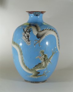 Enamelled vase decorated with a pair of dragons, Japanese by Japanese School