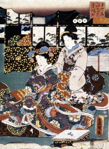 Japanese print: two women by Japanese School