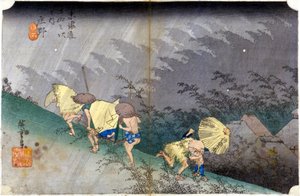 Landscape in the rain. Japanese print. 19th century by Japanese School