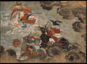 Mounted Soldiers Fighting Demons, Illustration from the 