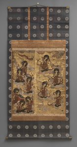 Mural painting: Descent of twenty-five bodhisattvas (attendants of Amitabha triad), 18th century by Japanese School