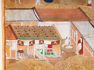 Osakazu Byobu - Japanese eight-panel folding screen by Japanese School