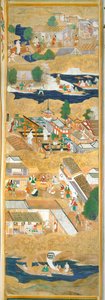 Osakazu Byobu - Japanese eight-panel folding screen by Japanese School