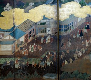 Portuguese screen: a representation of the arrival of Portuguese Jesuit missionaries in Japan in the 16th century