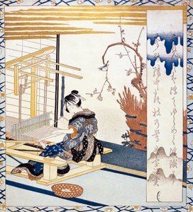 Silk weaving, illustration from Japanese women