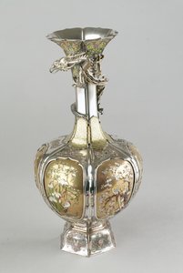 Silver, gilt and enamel shibayama vase, late 19th century by Japanese School