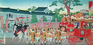 The Emperor Mutsuhito (1852-1912) Returning to His Palace in Tokyo, Late 19th Century by Japanese School