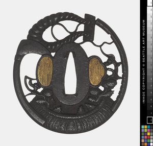 Tsuba: Flowers, Scythe, Rope, early 18th century