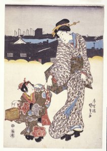 Untitled (A Woman And Child) by Japanese School