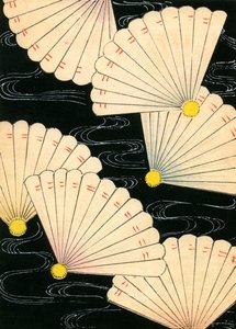 White Fans on a Black Background by Japanese School