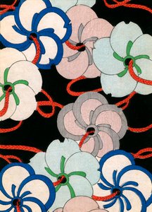 Colour Woodblock Print of Camellia Ornaments by Japanese School