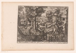 Landscape with the Story of the Good Samaritan: Arrival at the Inn Story of the Good Samaritan (series title) by Jaspar de Isaac (attributed to)