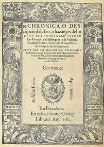 Ramon Muntaner (1265-1336), Catalan military and columnist. Cover of the book 