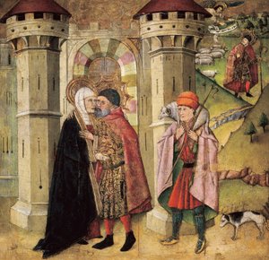 Saint Joachim and Saint Anne at the golden door by Jaume Huguet