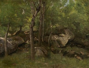 Rocks in the Forest of Fontainebleau by Jean-Baptiste-Camille Corot
