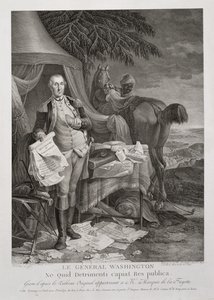 General Washington, Ne Quid Detrimenti capiat Res publica, engraved by Noël Le Mire by Jean Baptiste (after) Le Paon