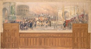 Reception by the municipality of Paris, at the barrière de la Villette, of troops returning from Poland, after the 1806-1807 campaign, between 1901 and 1902