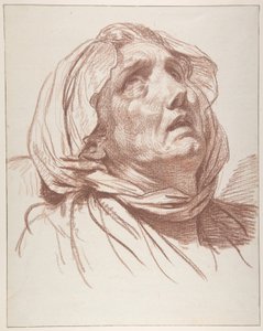 Head of an Old Woman Looking Up by Jean-Baptiste Greuze