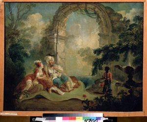 Orientalism: Turkish pasha and odalisque by Jean Baptiste Hilaire