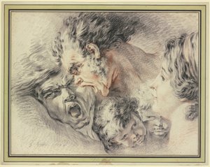 Study Sheet with Various Heads by Jean-Baptiste Huet