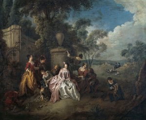 Meeting in the park by Jean Baptiste Joseph Pater