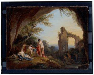 Nymphs and Satyrs in a River Landscape, Diana and Actaeon in a Landscape with Ruins