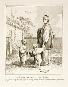 Married Woman and Her Children, Plate Five from Divers Habillements des Peuples du Nord by Jean-Baptiste Le Prince