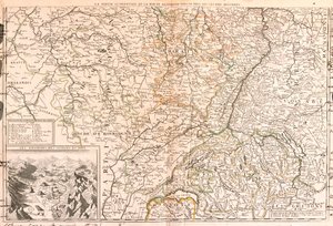 France (Upper Normandy, Île-de-France, Champagne-Ardenne, Rhône-Alpes, Burgundy, Auvergne, Centre), Belgium (south Walloon Region), Luxembourg, Germany (Rhineland-Palatinate, Saarland, Baden-Württemberg), Switzerland (Thurgau, Appenzell) by Jean Baptiste Nolin