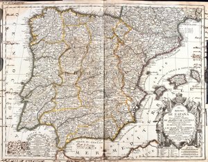 Map of the Kingdom of Spain by Jean Baptiste Nolin