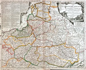 Poland (excepted Voivodeships: Lubusz, West Pomeranian, Lower Silesian), Lithuania, Latvia, Estonia, Belarus, Ukraine (Oblast: Chernihiv, Kiev, Zhytomyr, Rivne, Volyn, Vinnytsia, Khmelnytsky, Ternopil, Lviv) by Jean Baptiste Nolin