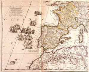 Spain, France (with Corsica), Belgium, Germany (State: North Rhine-Westphalia, south Lower Saxony, south Saxony-Anhalt, Hesse, Thuringia, Saxony, Rhineland-Palatinate, Saarland, Baden-Württemberg, Bavaria), Luxembourg, Austria, Switzerland, Italy (Region:  by Jean Baptiste Nolin