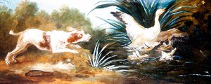 A Landscape with a Dog chasing Ducks by Jean Baptiste Oudry