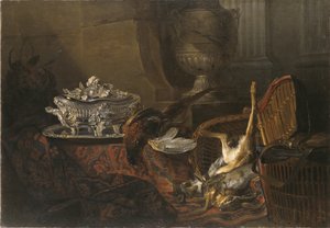 Still Life with Dead Game and a Silver Tureen on a Turkish Carpet by Jean-Baptiste Oudry