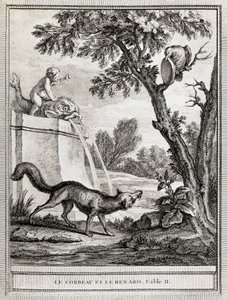The Crow and the Fox, illustration for the fable by Jean de La Fontaine